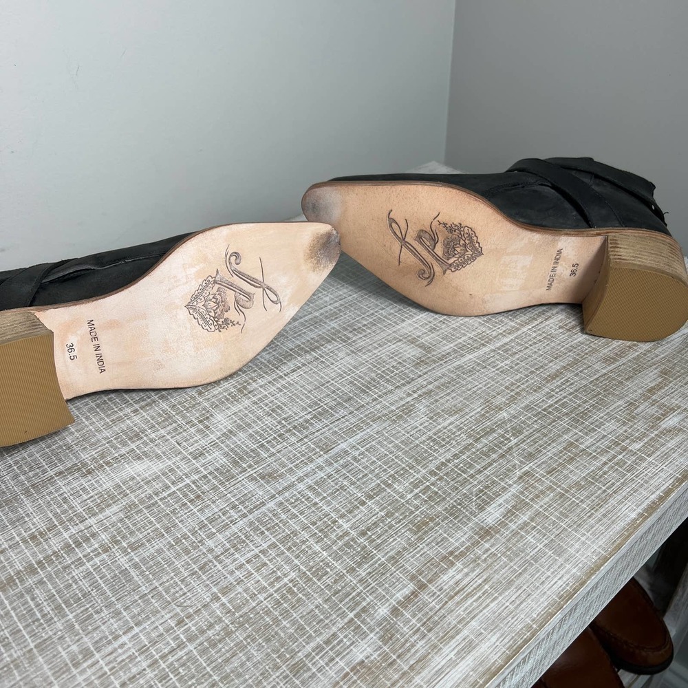 Free People Dark Leather Ankle Booties - Picture 8 of 10